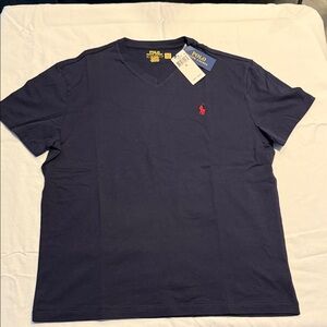 Polo by Ralph Lauren Men's Dark Blue V-Neck T-Shirt